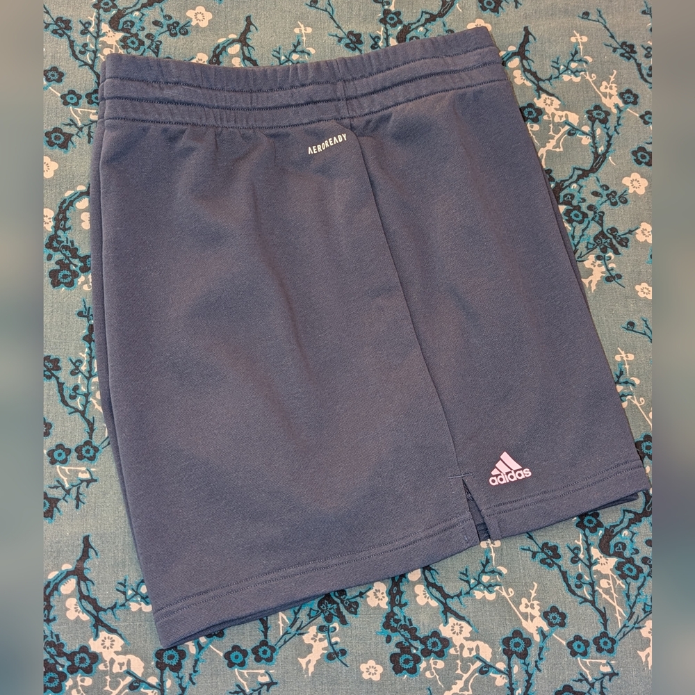 Adidas x Zoe Saldana Size 2X Blue w Pink Stripes French Terry Shorts NWT - Picture 10 of 12
